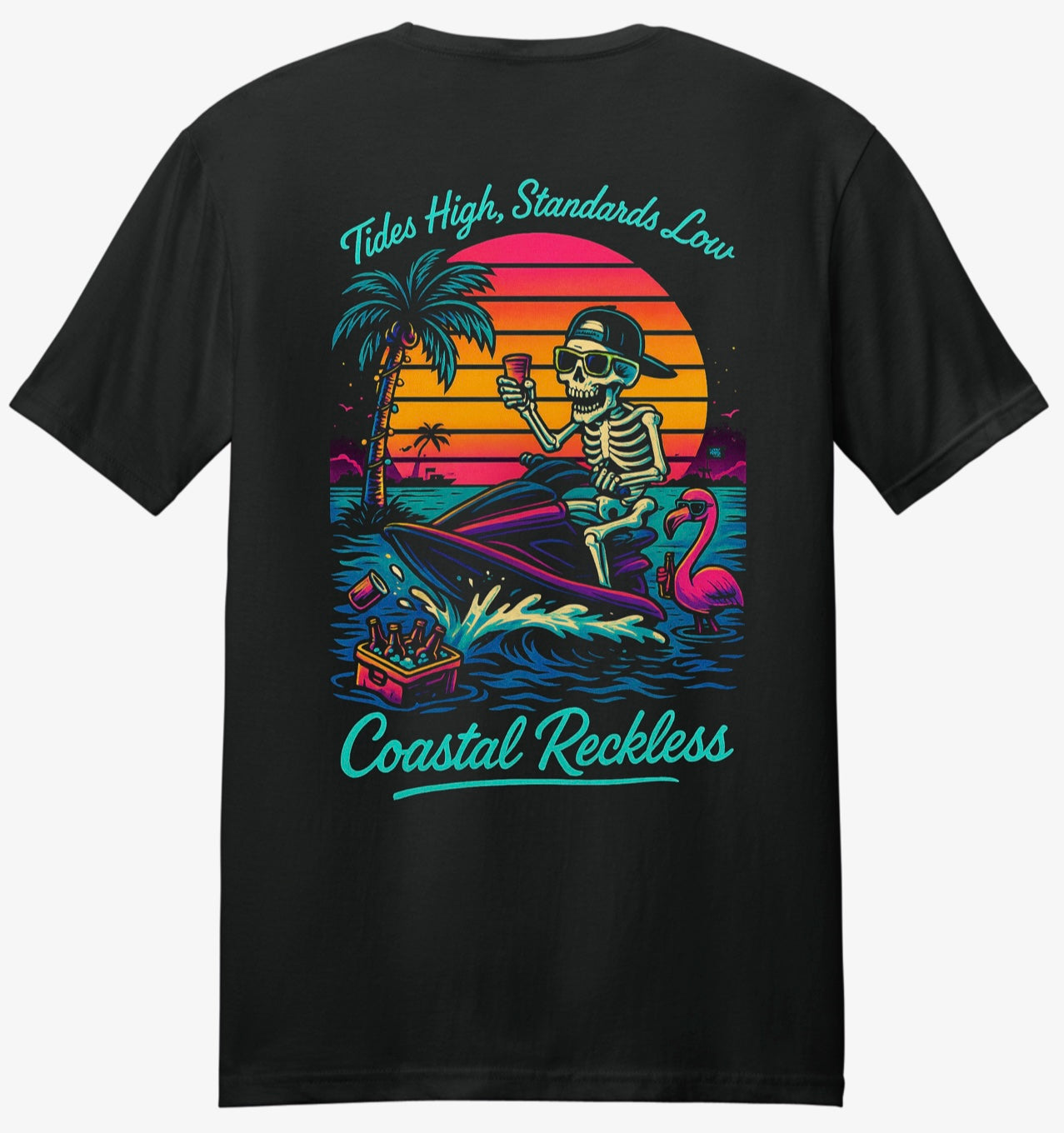 Sunset Skeleton Tee - Coastal Beach T-Shirt - Coastal Reckless